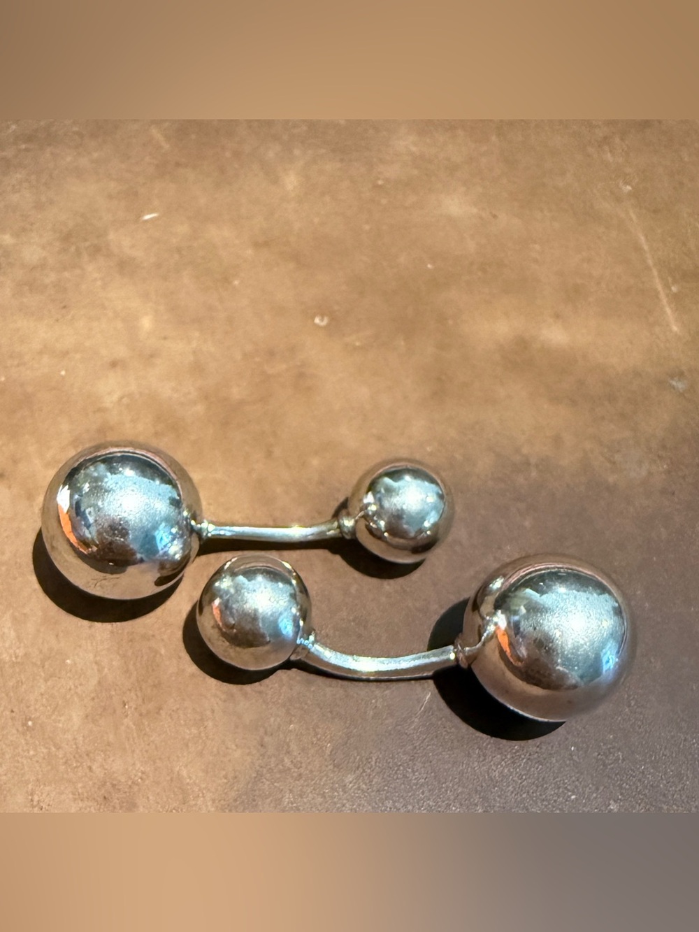Italian Sterling Silver Barbell Cufflinks
